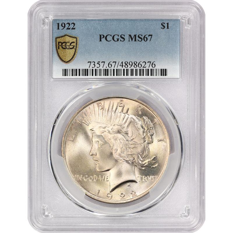 1922 Peace Silver Dollar $1, PCGS  MS 67 - Nice White Coin