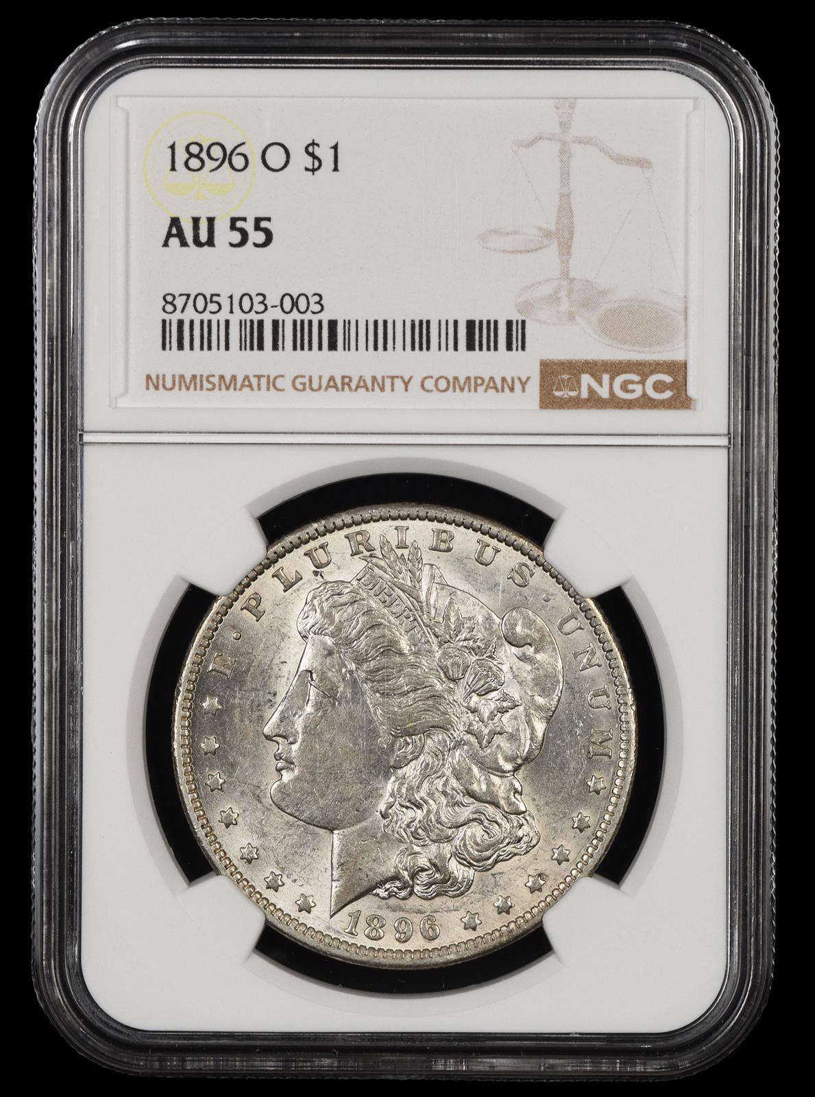 1896 O $1 NGC AU-55
