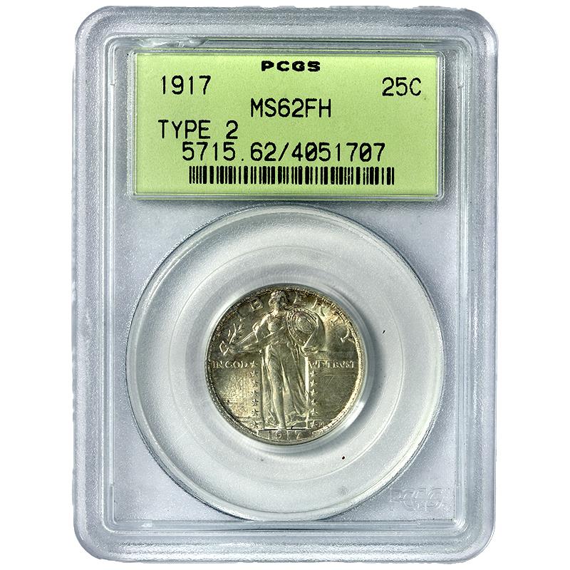 1917  Type 2 Standing Liberty PCGS MS 62 - Full Head Old Holder