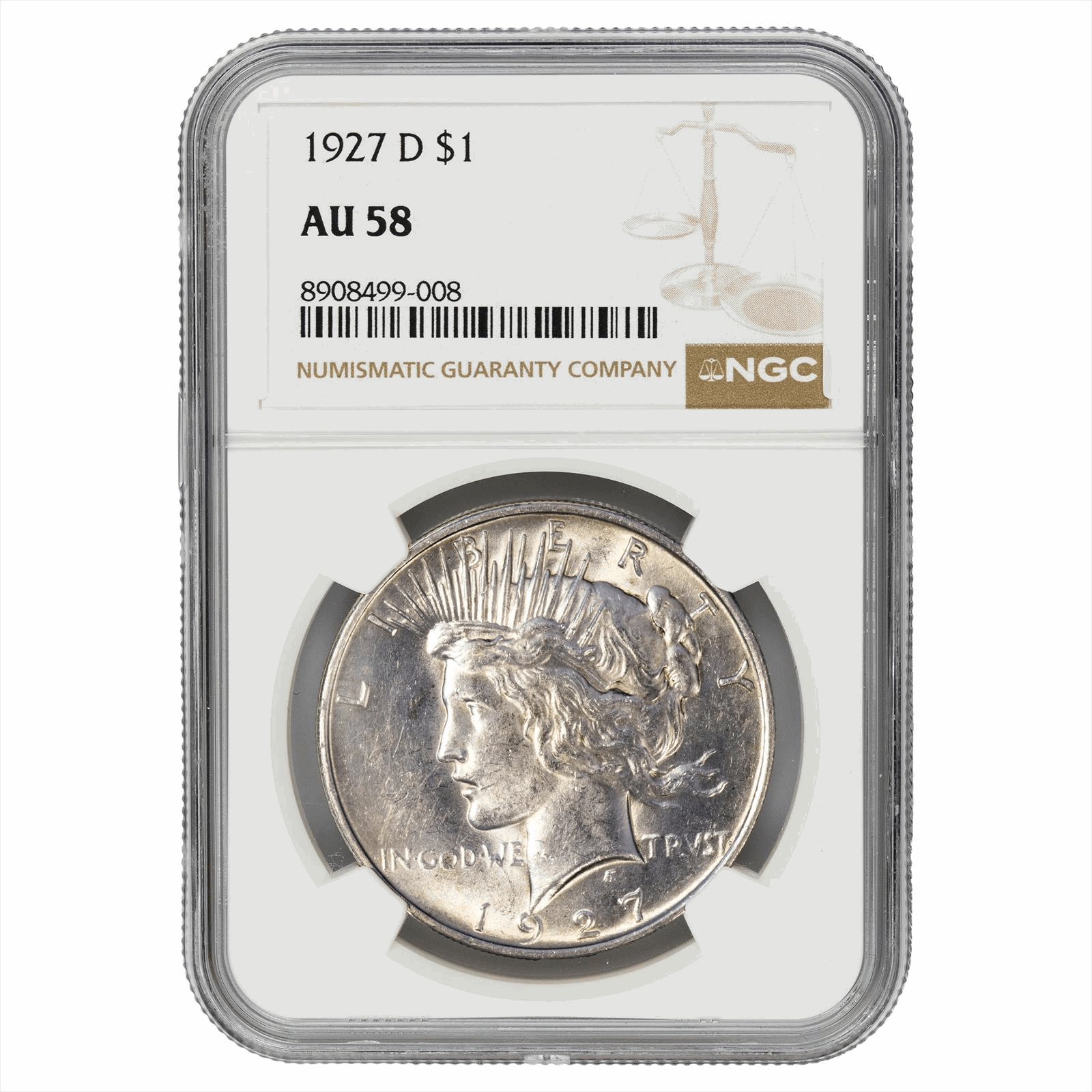 1927-D Peace Dollar $1 NGC AU 58