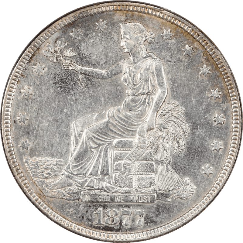 1877 US Silver Trade Dollar $1 Raw Uncirculated