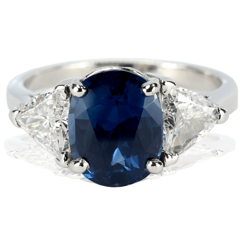 Buy WOMENS JEWELRY-Oval Sapphire 3.21ct ring w 2 /1.40ctw trillion ...