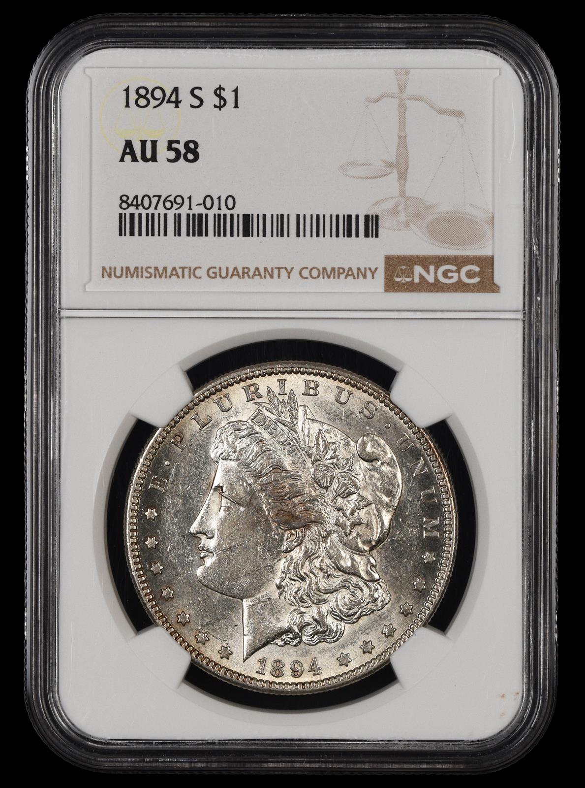 1894 S $1 NGC AU-58