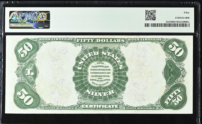 Fr. 335 1891 $50 Silver Certificate PMG AU 50 