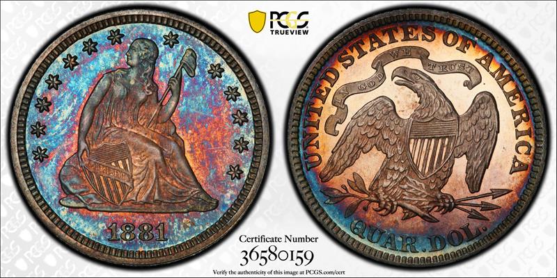 1881 25C PCGS PR 66 CAC