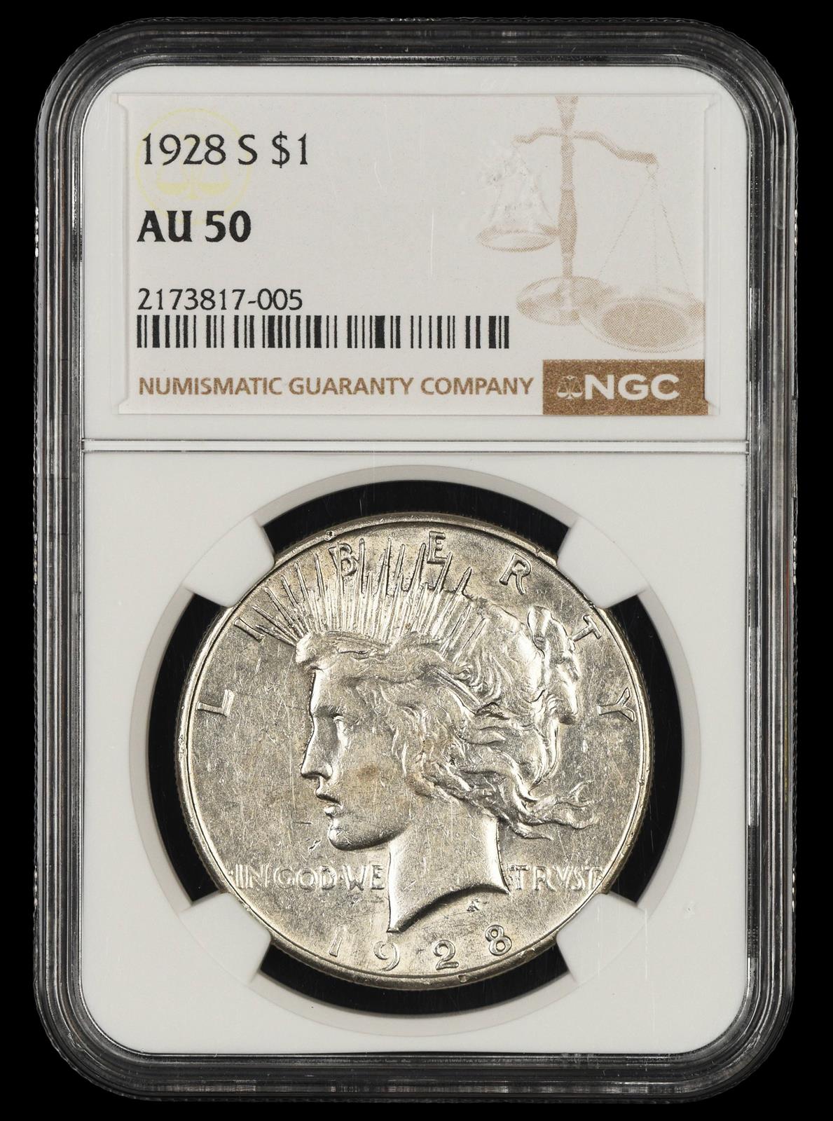 1928 S $1 NGC AU-50