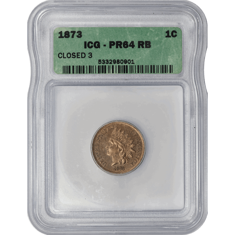 1873 1c Indian Head Cent - ICG  PR64RB - Closed 3