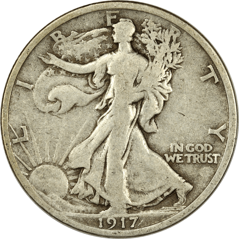 1917-S Reverse Walking Liberty Half Dollar 50c, Circulated, Better Date
