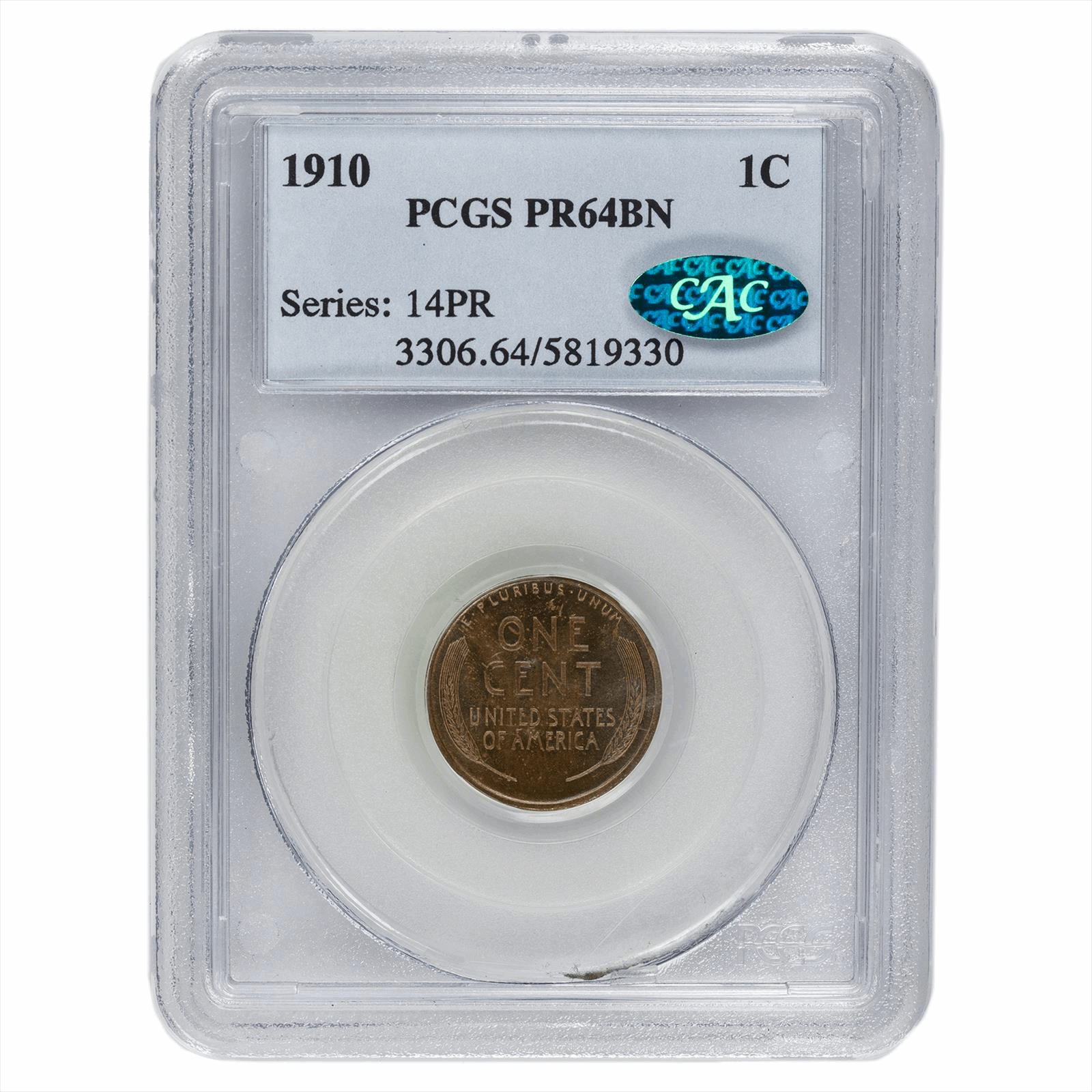 1910 Lincoln Wheat Cent 1C PCGS PR 64 BN CAC