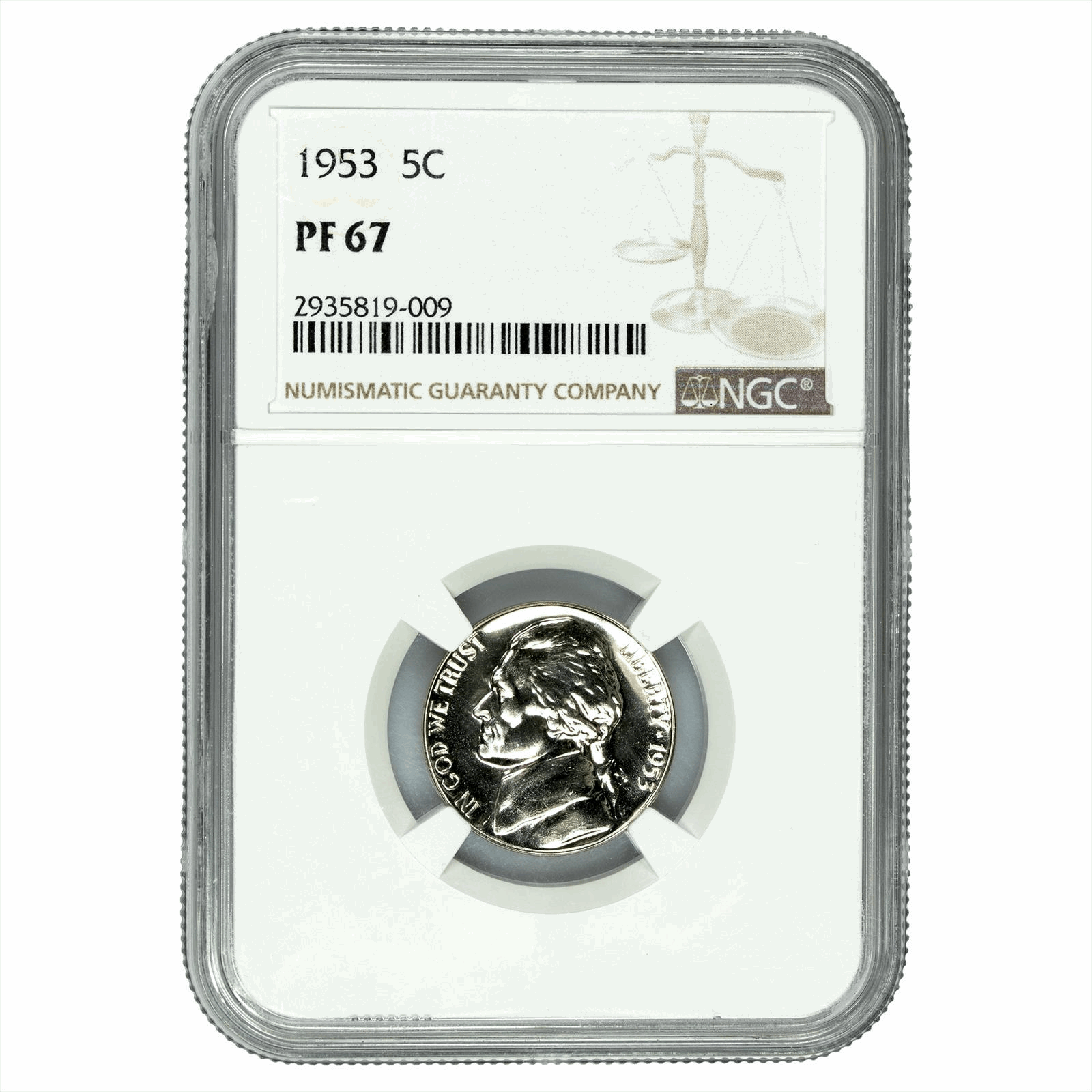 1953 Jefferson Nickel 5C NGC PF 67
