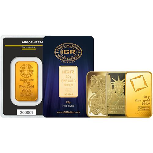 20 Gram Gold Bar -Assorted Mints and Designs- 