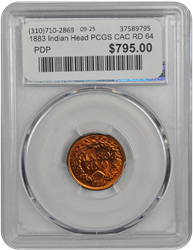 1883 Indian Head PCGS CAC RD 64
