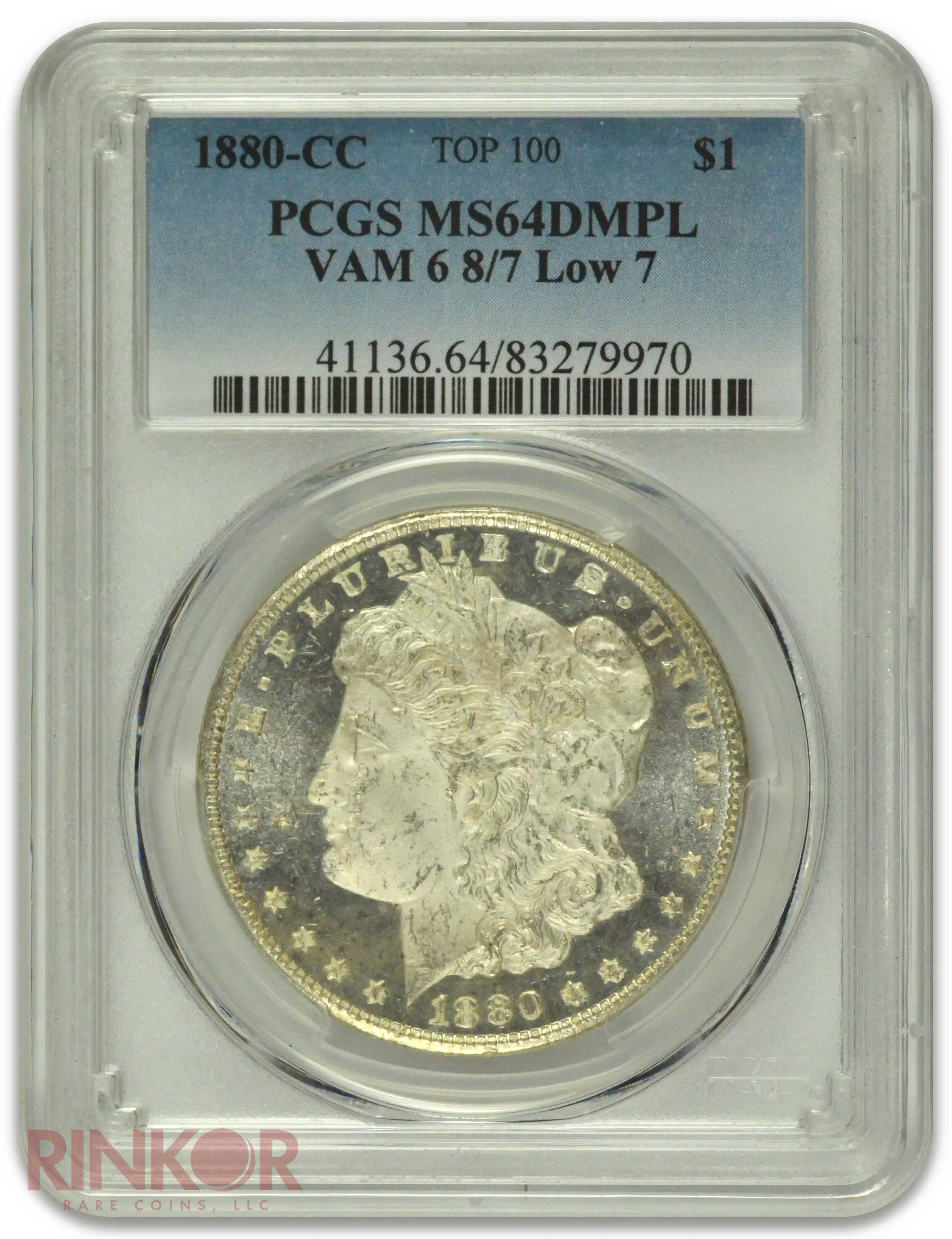 1880-CC $1 VAM 6 8/7 Low 7 Morgan Dollar PCGS MS 64 DMPL