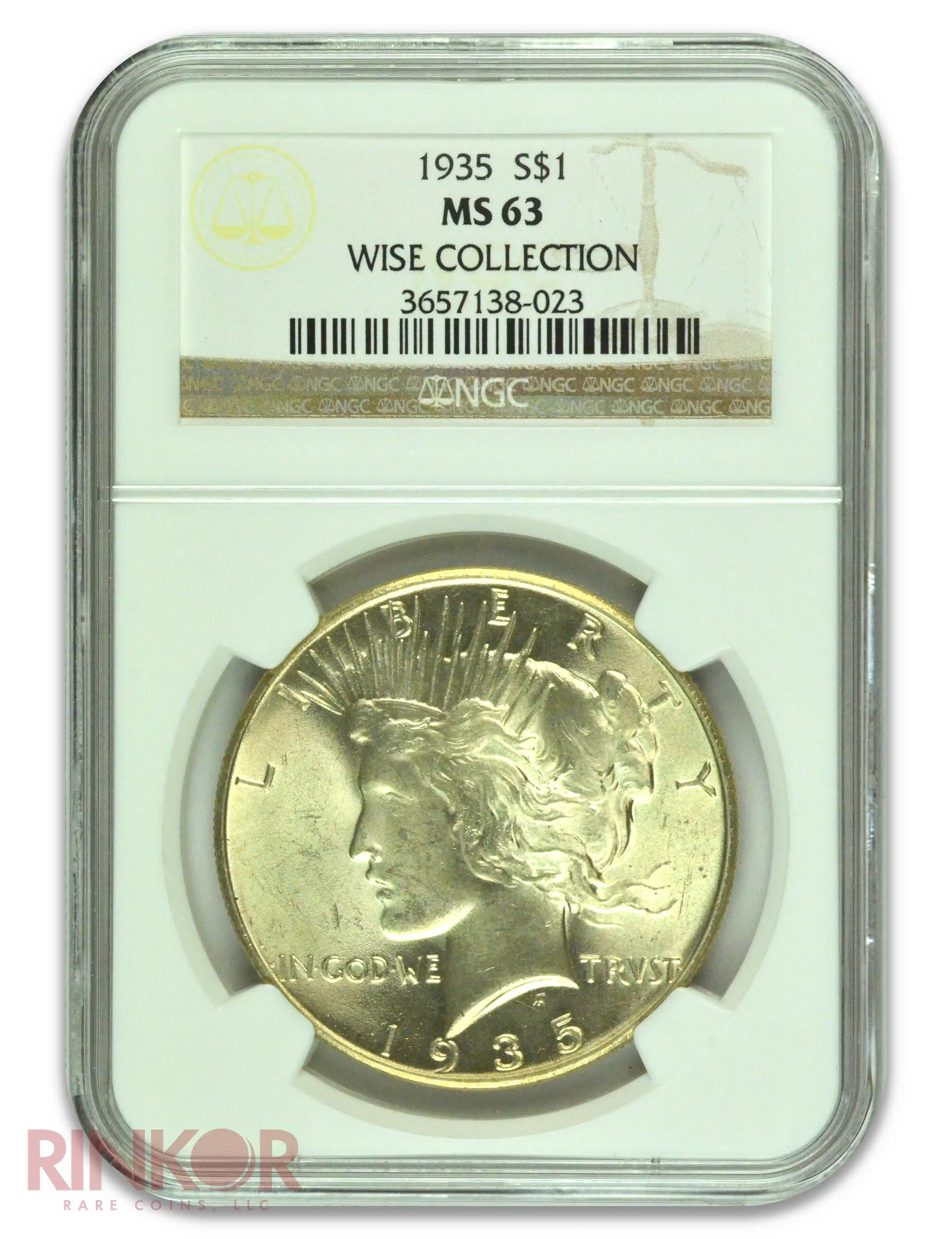 1935 $1 Peace Dollar NGC MS 63 