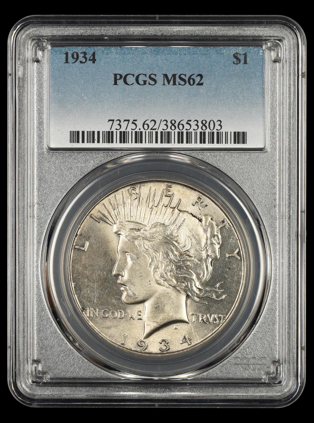 1934 $1 PCGS  MS62
