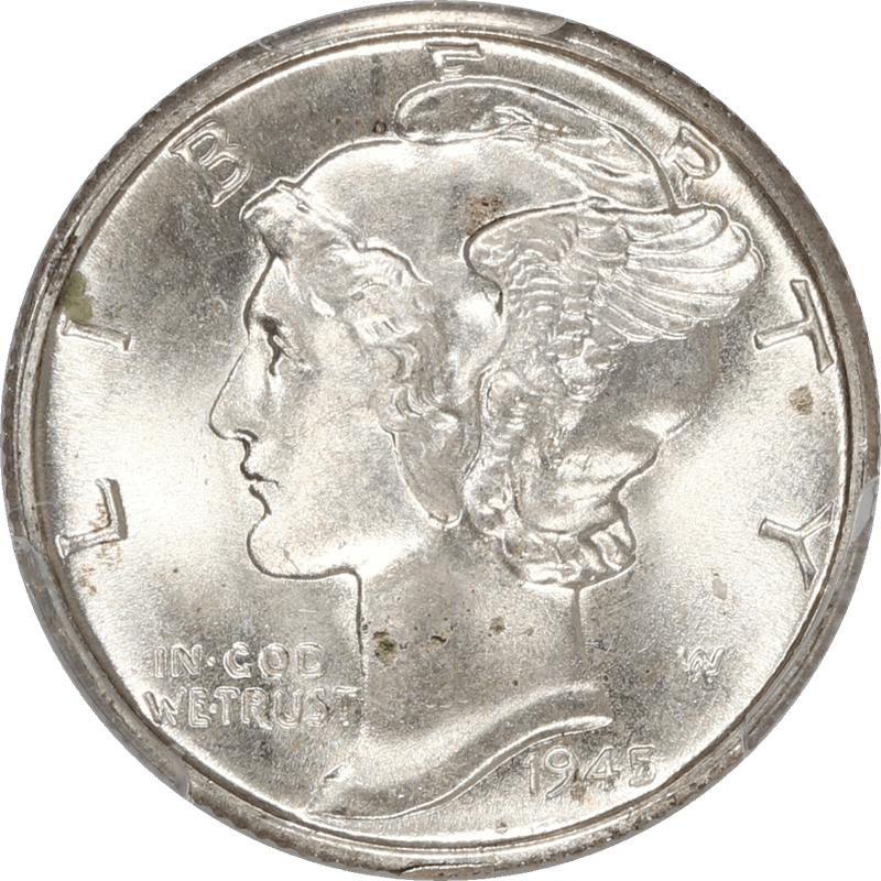 1945-D Mercury Dime 10c, PCGS MS 66 FB - Nice White Coin