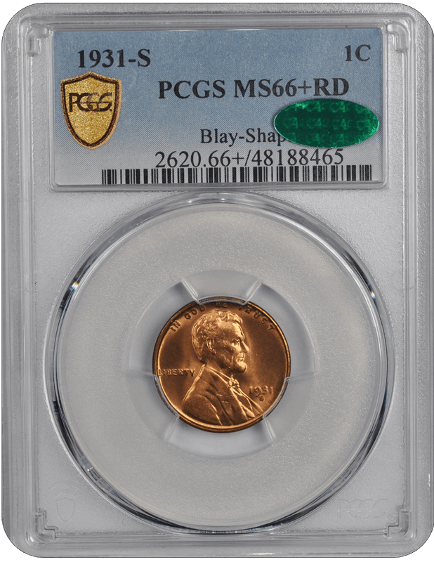 1931-S Lincoln PCGS CAC RD 66+ 