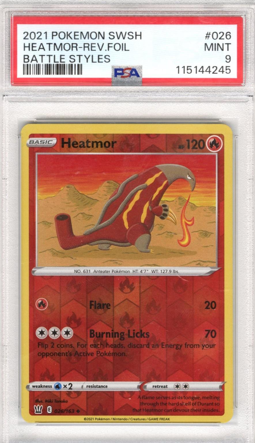 2021 Pokemon SWSH Battle Styles Heatmor Rev Foil #026 PSA Mint 9 