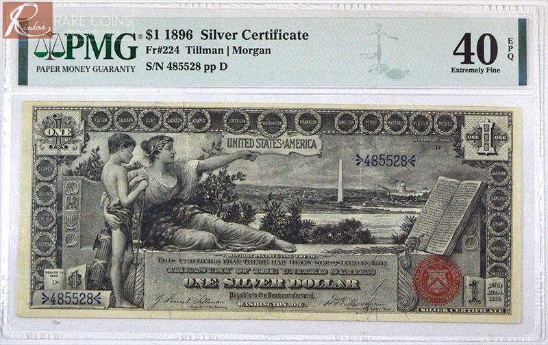 1896 $1 Fr. 224 Silver Certificate PMG XF-40 EPQ