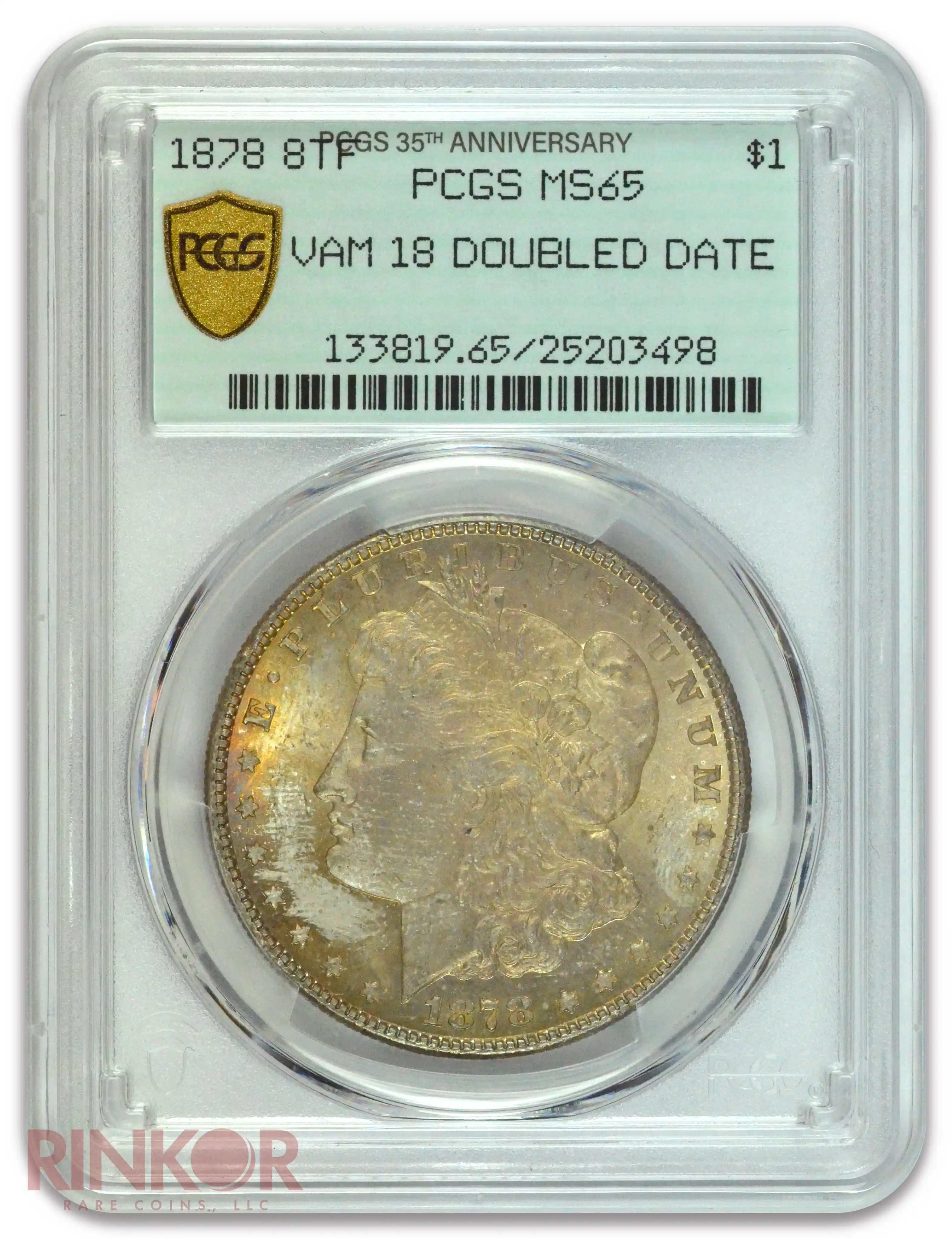 1878 8TF $1 Morgan Dollar VAM 18 Doubled Date PCGS MS 65