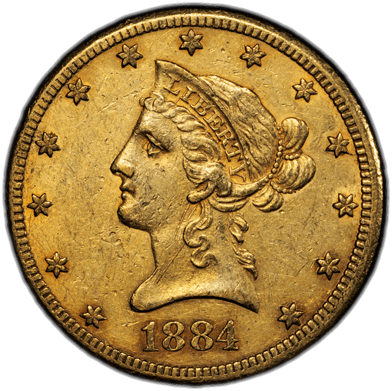 1884-CC $10 PCGS AU-53 CAC