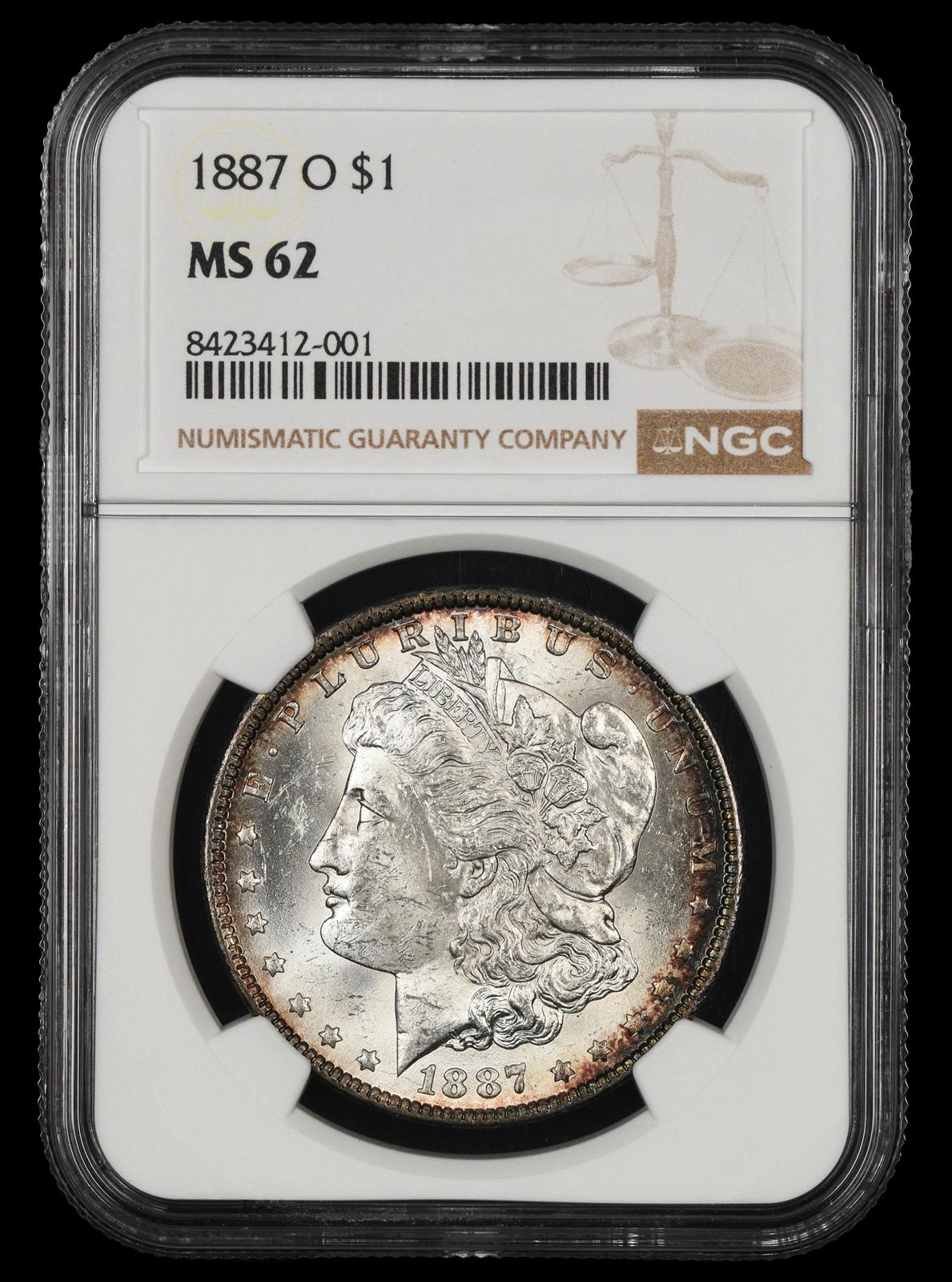 1887 O $1 NGC MS62