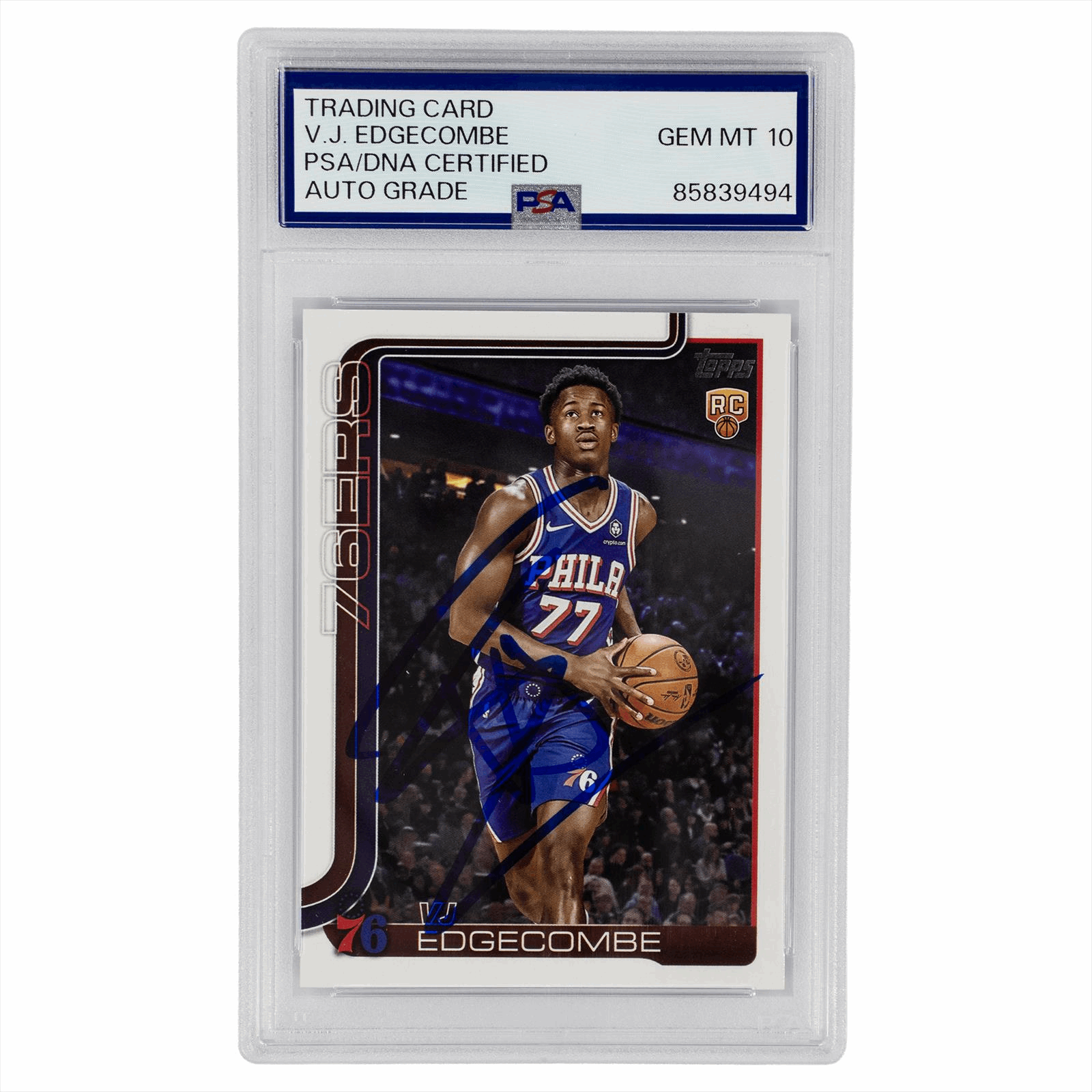 2025 Topps VJ Edgecombe #203 PSA GEM MT 10 AUTO GRADE