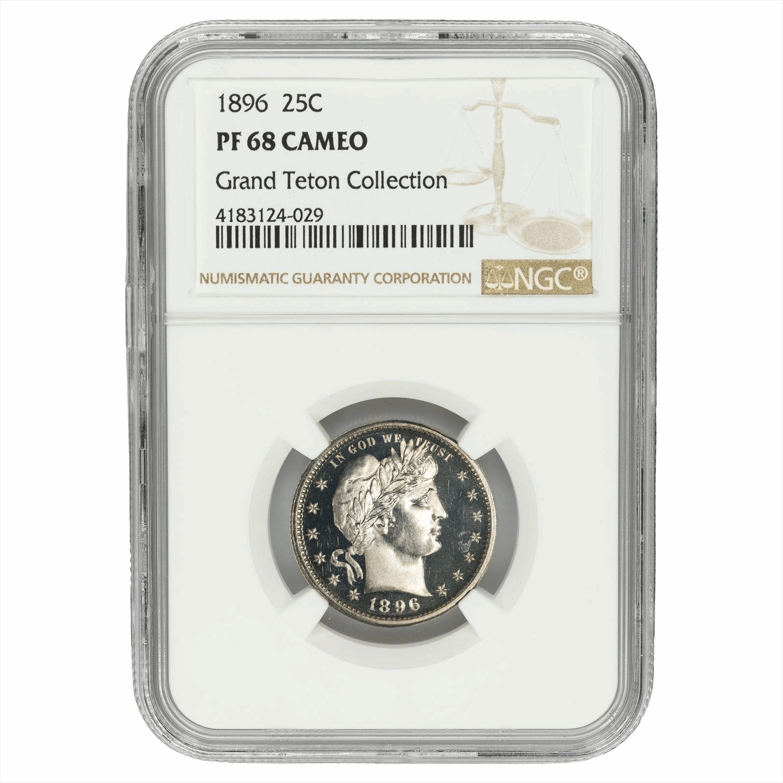 1896 Barber Quarter 25C Grand Teton Collection NGC PF 68 CAM