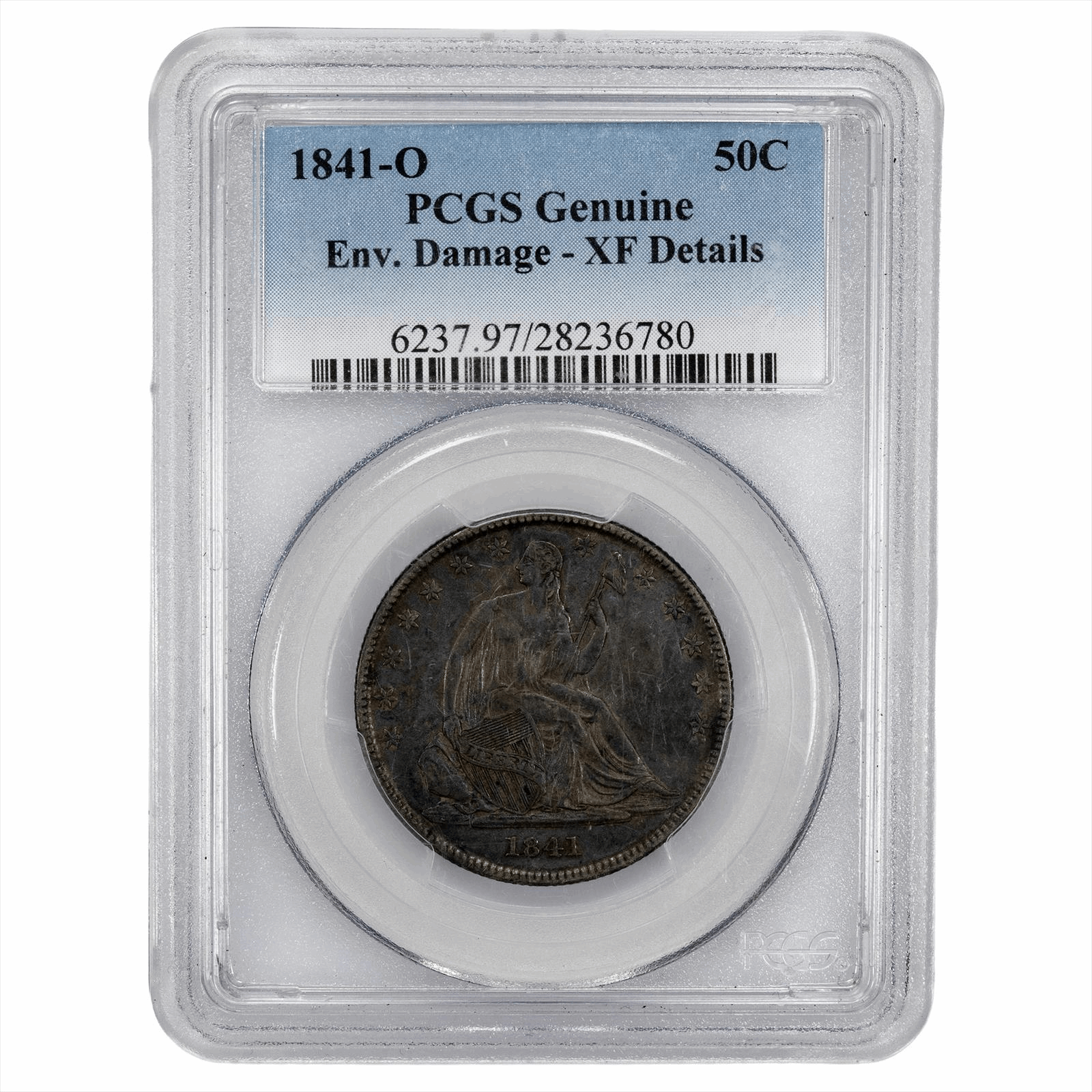 1841-O Seated Liberty Half Dollar 50C PCGS Genuine Env. Damage-XF Details
