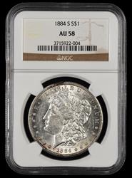 1884 S $1 NGC  AU58