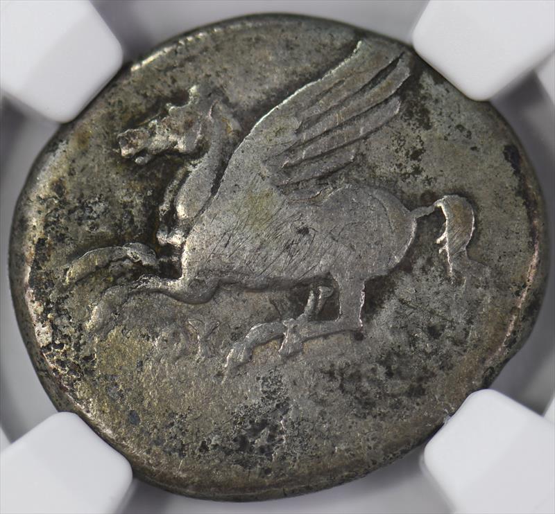 Acarnania Thyrrheium 4th-3rd Centuries BC AR Stater Pegasus Athena; Boeotian Shield NGC VG 