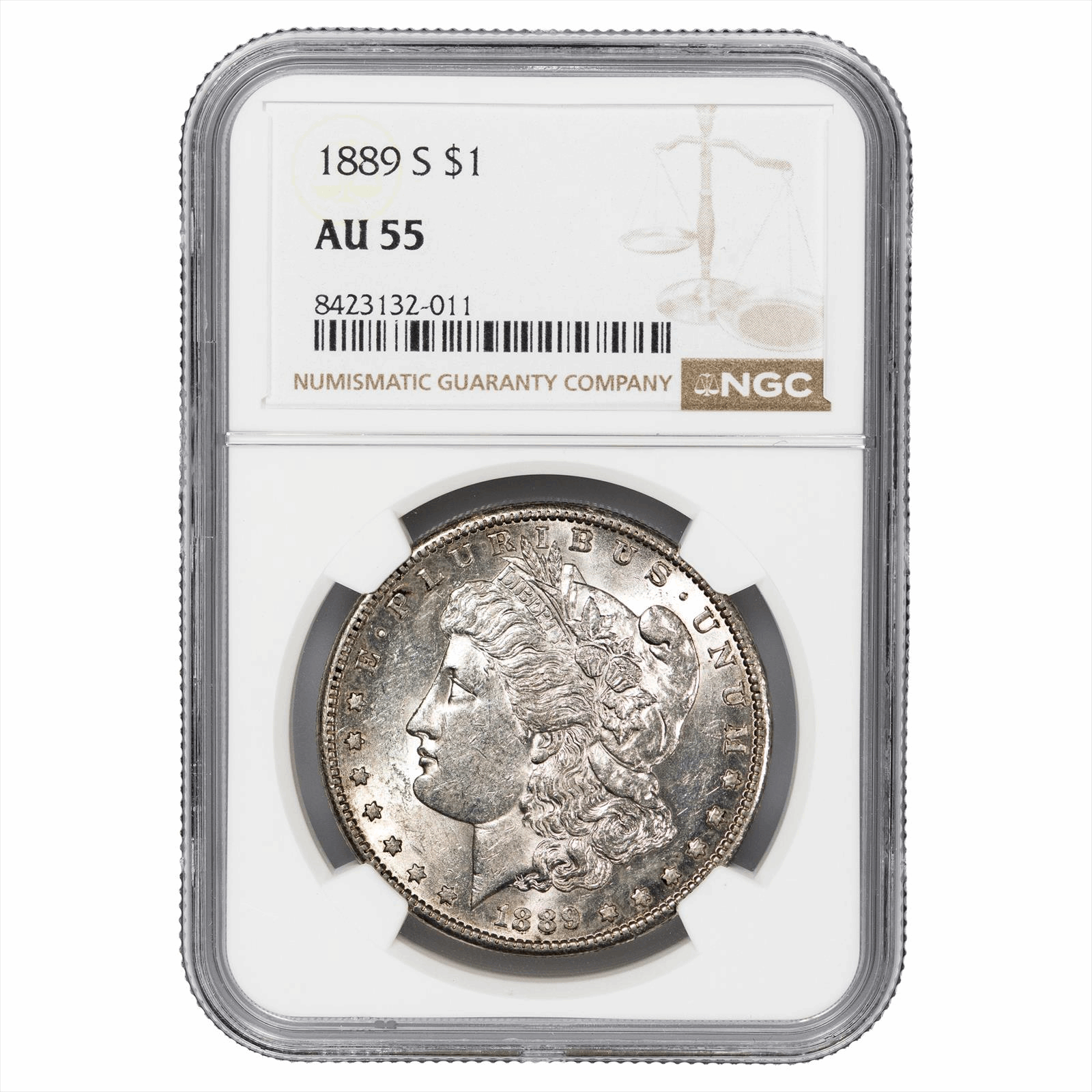 1889-S Morgan Silver Dollar $1 NGC AU 55