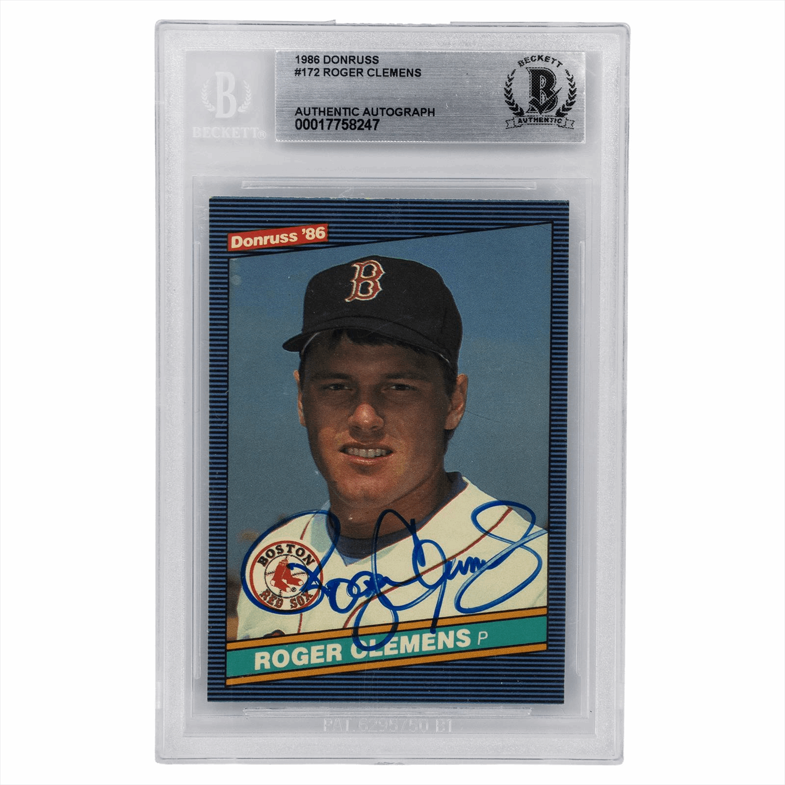 1986 Donruss Roger Clemens #172 Beckett Authentic Auto 