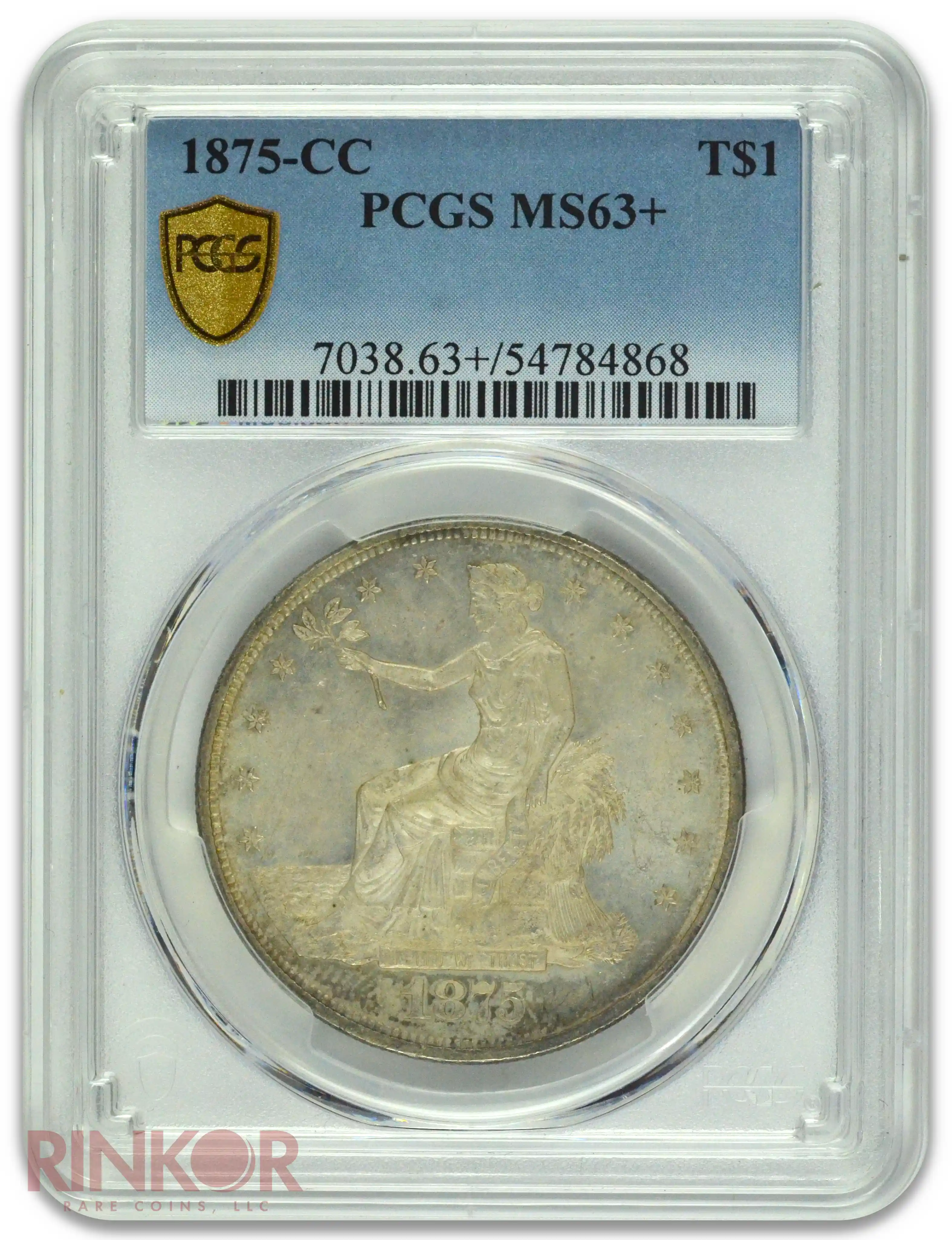 1875-CC $1 Trade Dollar PCGS MS 63+