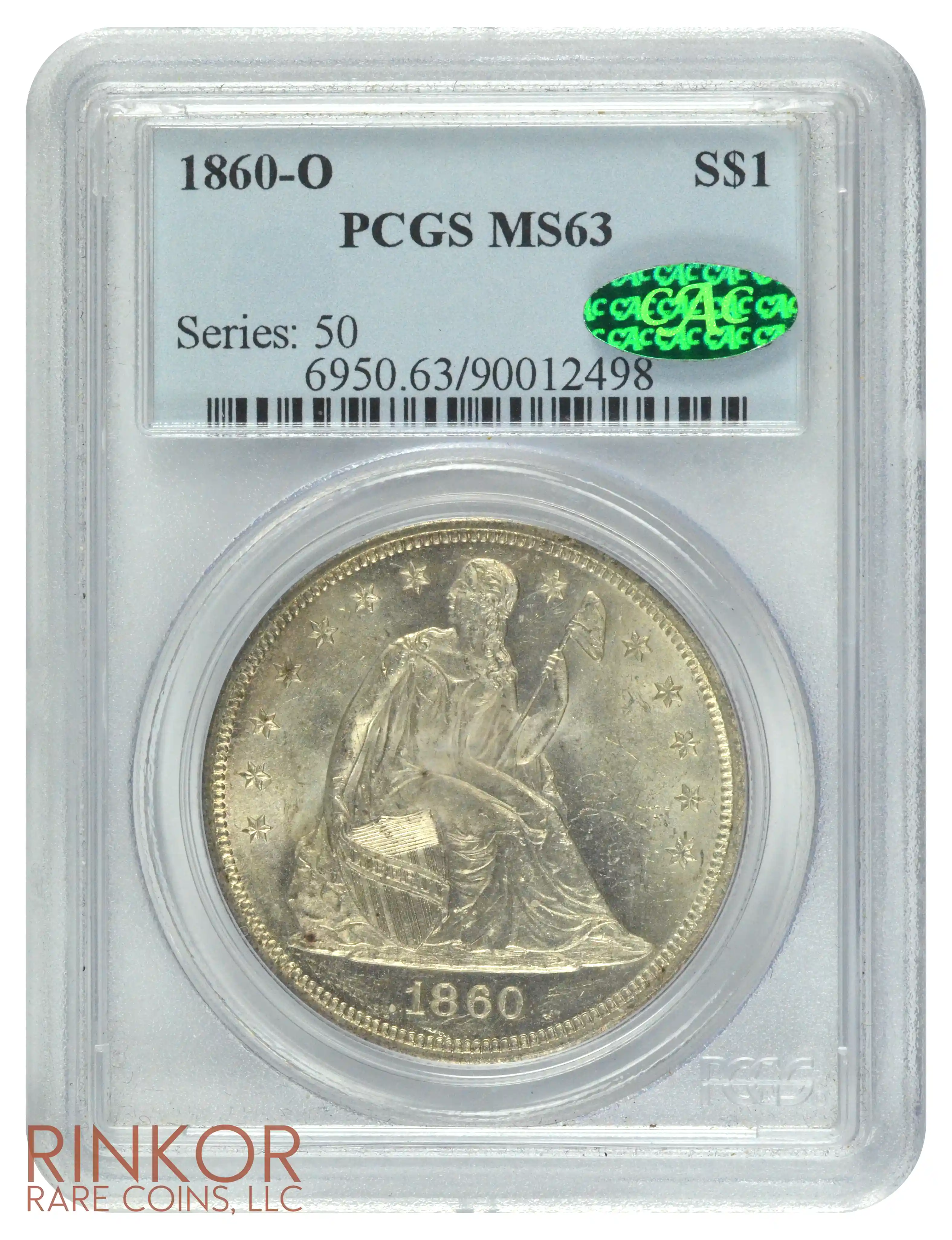 1860-O $1 PCGS MS 63 CAC