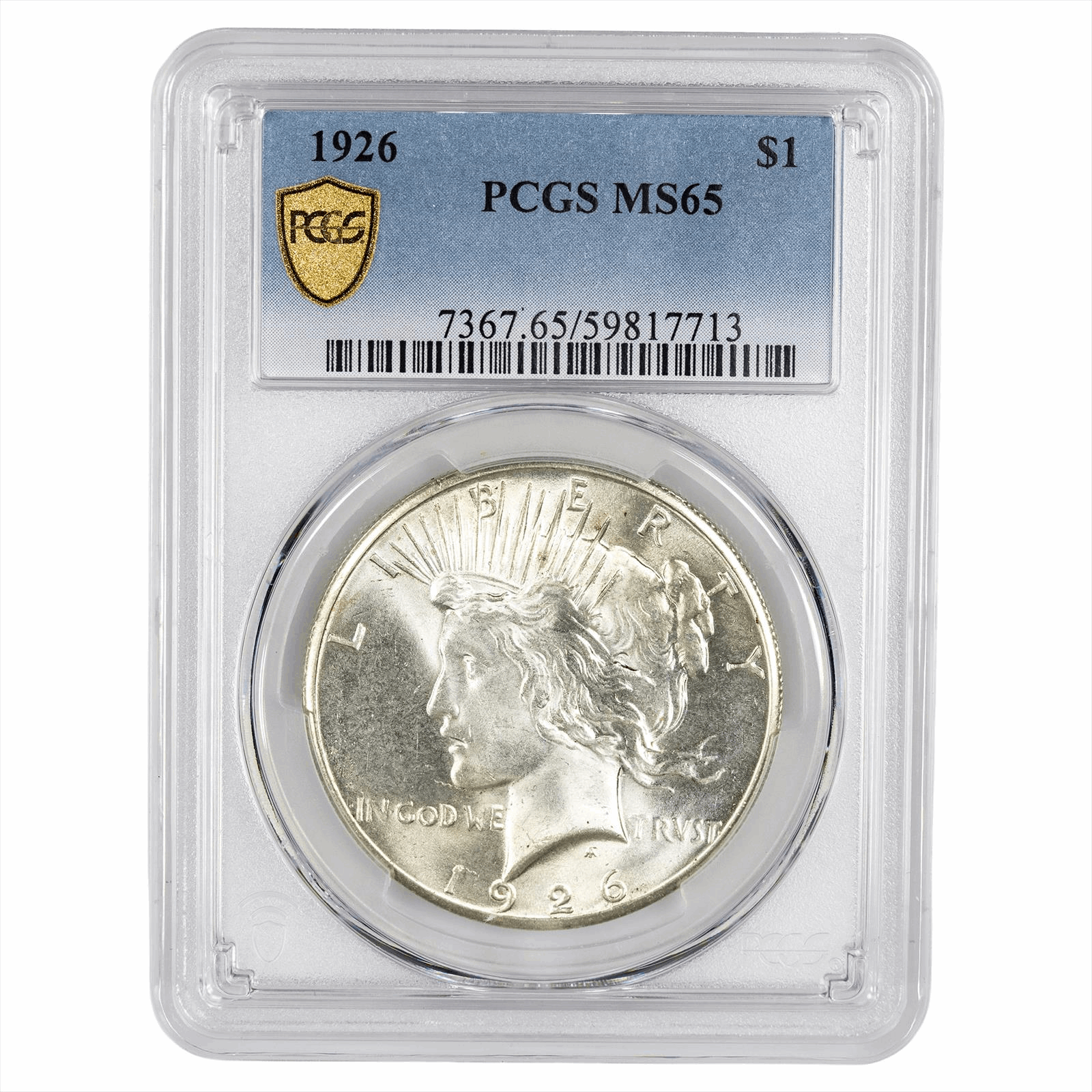 1926 Silver Peace Dollar $1 PCGS MS 65