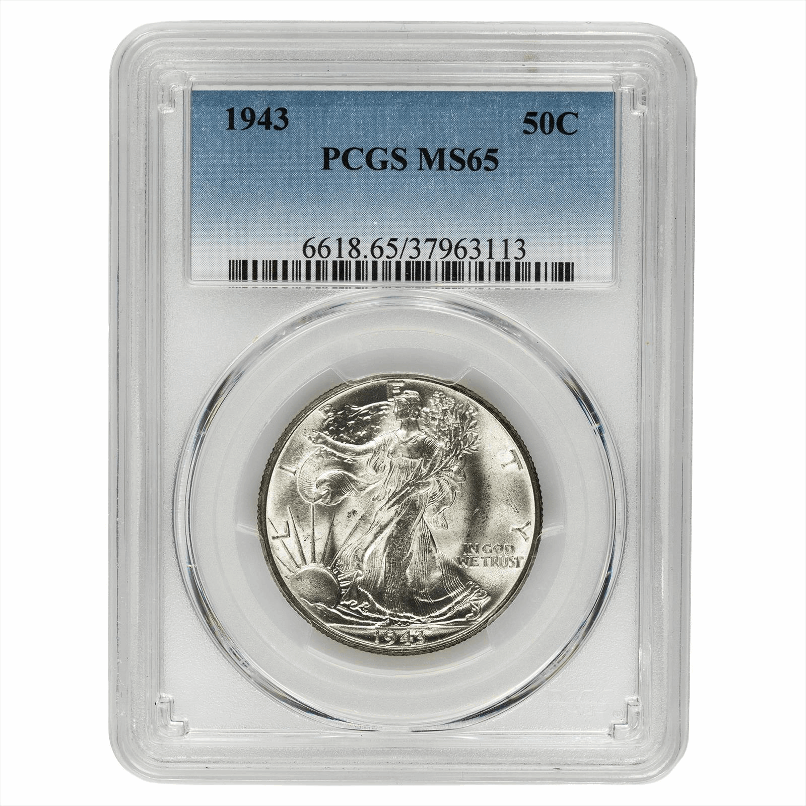 1943 Walking Liberty Half Dollar 50C PCGS MS 65