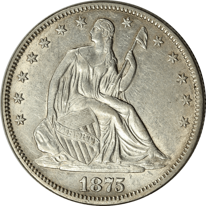 1875 Seated Liberty Half Dollar, Uncertified, About Uncirculated