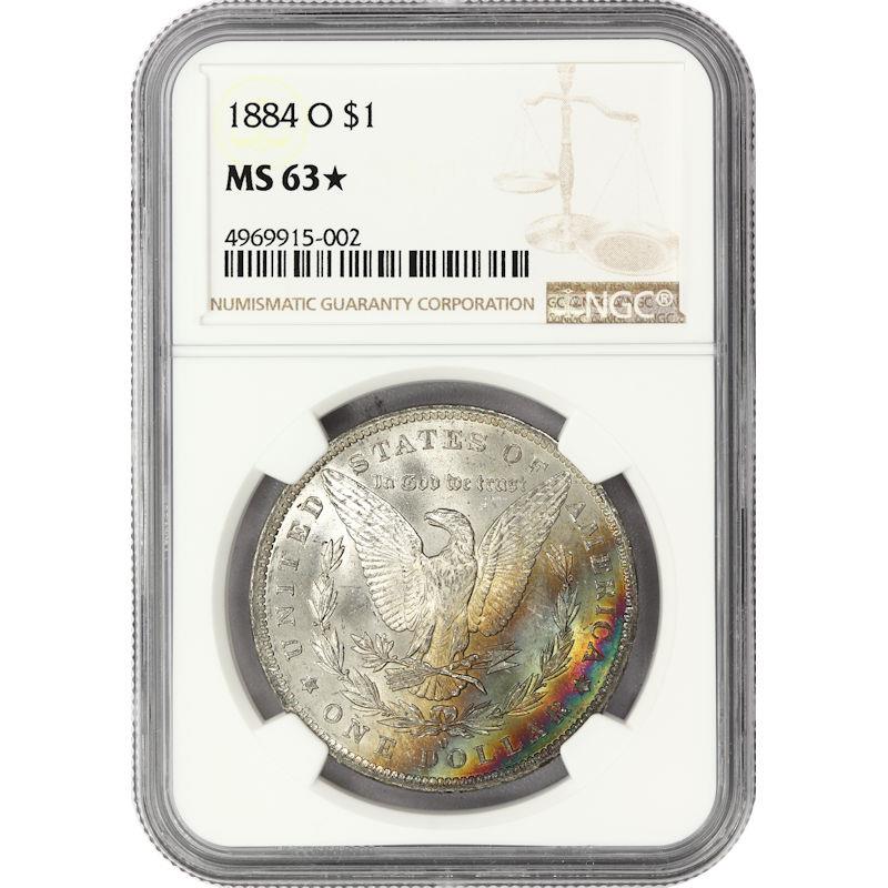1884-O $1 Morgan Silver Dollar - NGC MS63* - Colorful Toning on Reverse!