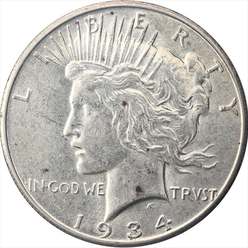 1934-S Silver PEACE Dollar Raw Ungraded Coin Choice AU+++