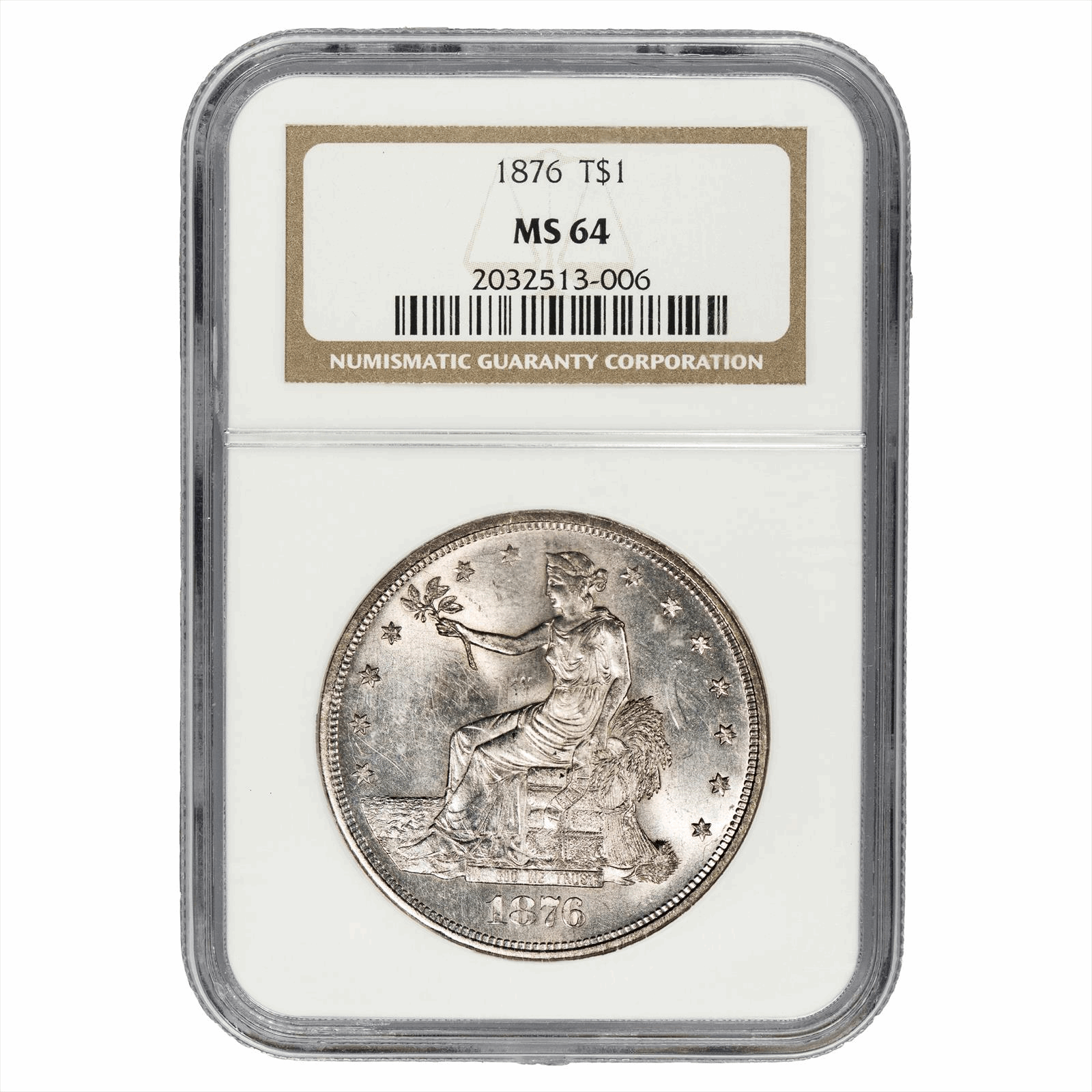 1876 Trade Dollar $1 NGC MS 64 