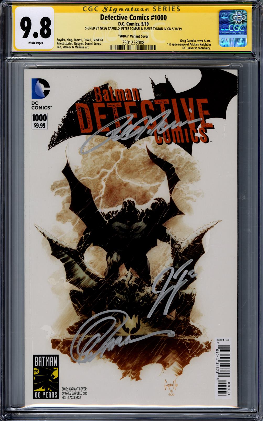 Detective Comics #1000 CGC Signature Series 9.8 (D.C., 2019) Signed by Greg Capullo, Peter Tomasi, & James Tynion 