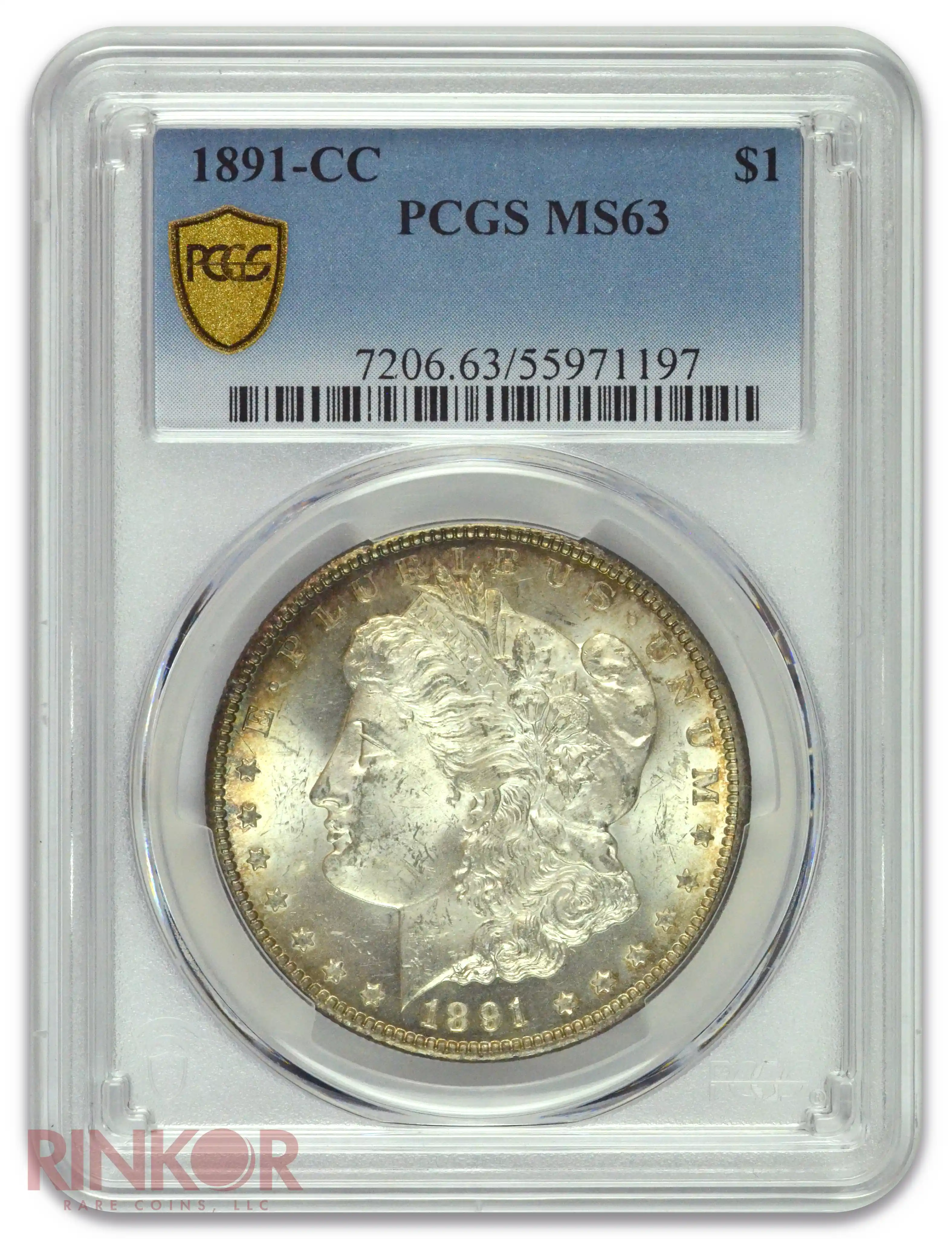 1891-CC $1 Morgan Dollar PCGS MS 63