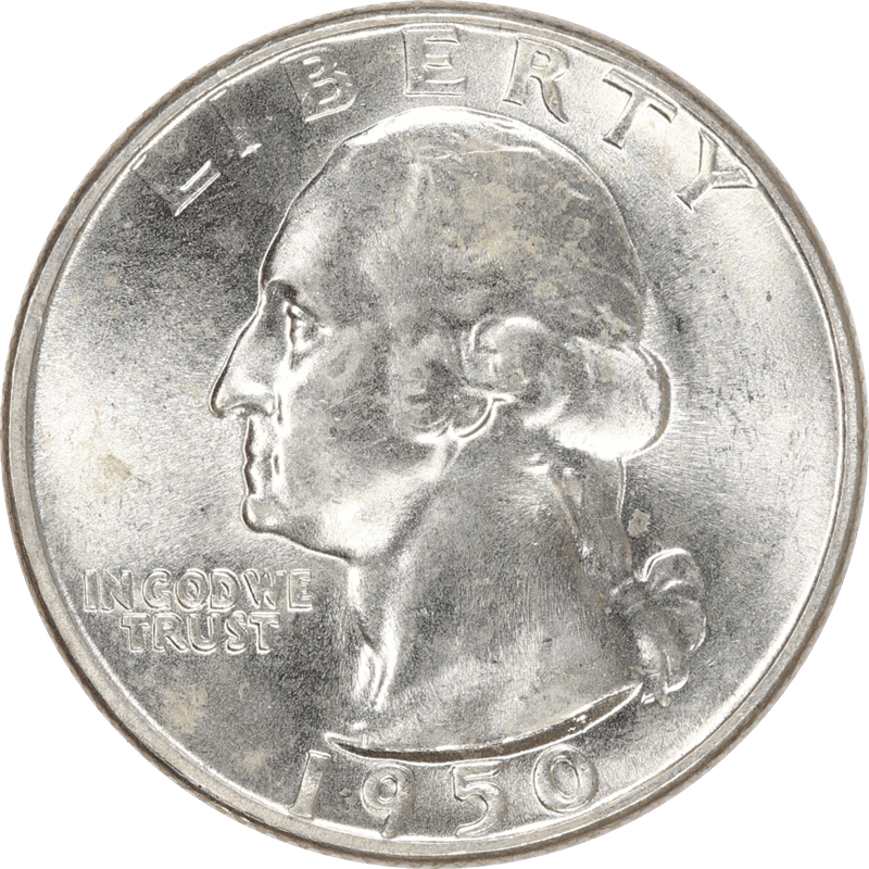1950 Washington Quarter 25c Choice Uncirculated - Nice Original Coin