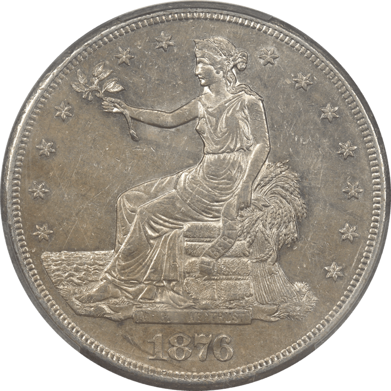 1876-CC US Silver Trade Dollar T1 PCGS AU53 - Nice Original Coin