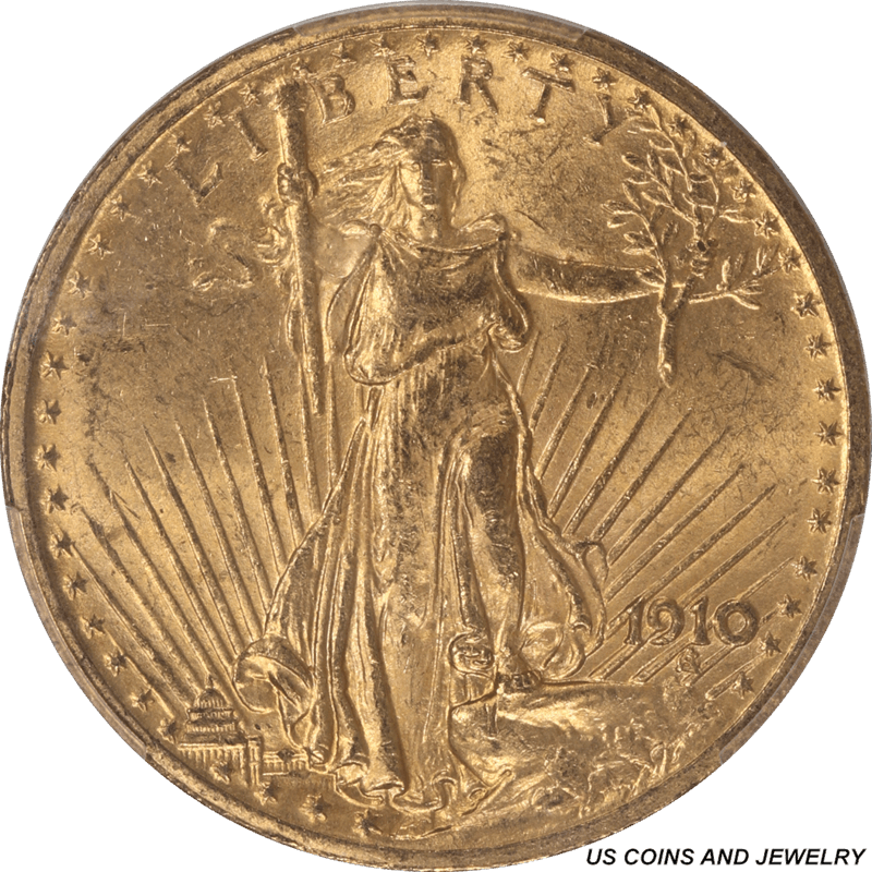 1910 St. Gaudens $20 Gold Double Eagle PCGS MS63