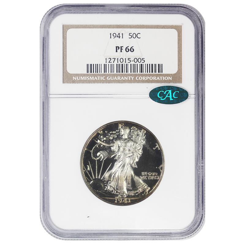 1941 Walking Liberty Half Dollar, 50C NGC  PF 66 CAC Certified