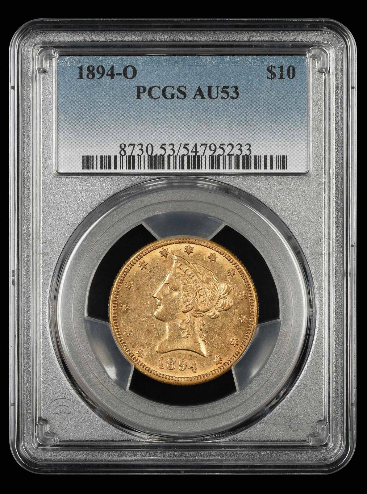 1894 O $10 Gold PCGS AU 53