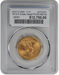 1914-D Indian Head PCGS MS 65