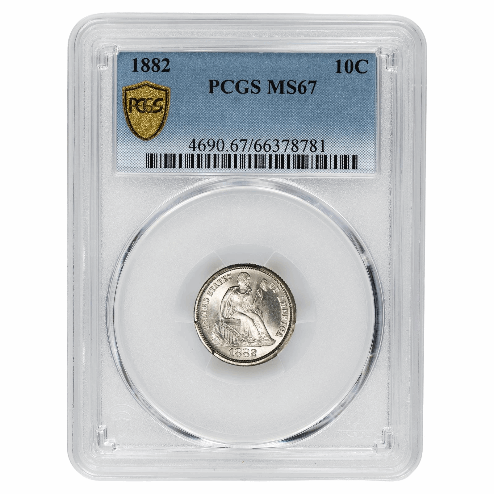 1882 Seated Liberty Dime 10C PCGS MS 67